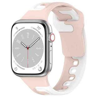 For Apple Watch 9 41mm Double Color Silicone Watch Band(Pink+White)