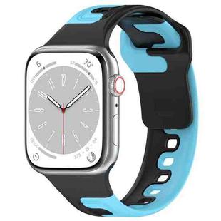 For Apple Watch SE 2023 44mm Double Color Silicone Watch Band(Black+Blue)