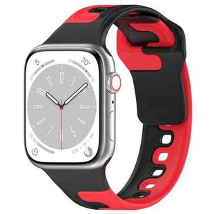 For Apple Watch SE 2023 40mm Double Color Silicone Watch Band(Black+Red)