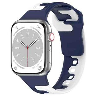 For Apple Watch SE 2023 40mm Double Color Silicone Watch Band(Blue+White)