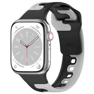 For Apple Watch 8 41mm Double Color Silicone Watch Band(Black+Grey)