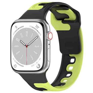 For Apple Watch 7 41mm Double Color Silicone Watch Band(Black+Green)