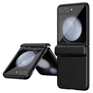 For Samsung Galaxy Z Flip6 5G Integrated Film Plain Leather Phone Case(Black)