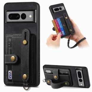For Google Pixel 7 Pro Retro Cross Wristband Wallet Leather Back Phone Case(Black)