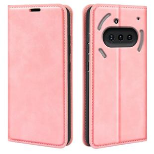 For Nothing Phone 3a Retro-skin  Magnetic Suction Leather Phone Case(Pink)
