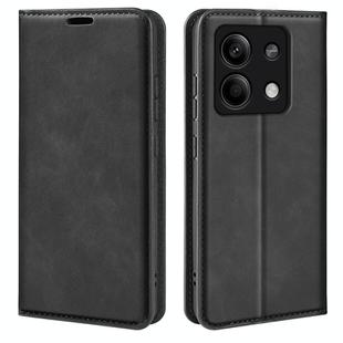 For Xiaomi Redmi Note 13 5G Retro-skin Magnetic Suction Leather Phone Case(Black)