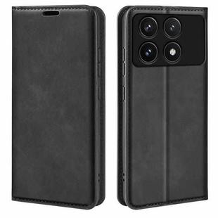 For Xiaomi Redmi K70E Retro-skin Magnetic Suction Leather Phone Case(Black)