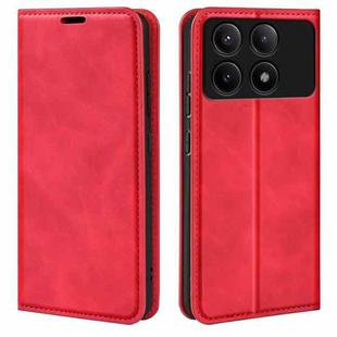 For Xiaomi Redmi K70E Retro-skin Magnetic Suction Leather Phone Case(Red)