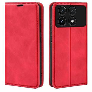 For Xiaomi Redmi K70 Retro-skin Magnetic Suction Leather Phone Case(Red)