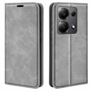 For Xiaomi Redmi Note 13 4G Retro-skin Magnetic Suction Leather Phone Case(Grey)