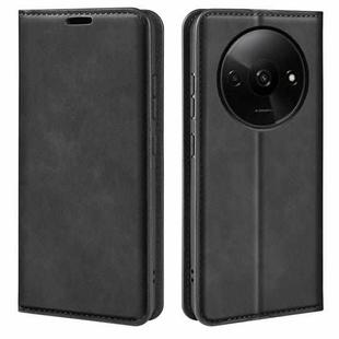 For Xiaomi Redmi A3 Retro-skin Magnetic Suction Leather Phone Case(Black)