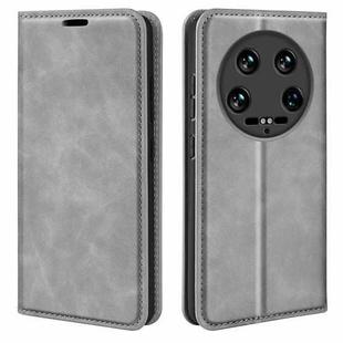 For Xiaomi 14 Ultra Retro-skin Magnetic Suction Leather Phone Case(Grey)