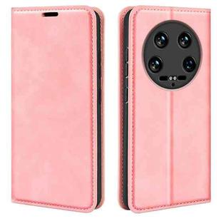 For Xiaomi 14 Ultra Retro-skin Magnetic Suction Leather Phone Case(Pink)