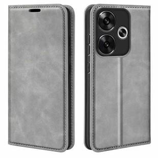For Xiaomi Redmi Turbo 3 Retro-skin Magnetic Suction Leather Phone Case(Grey)