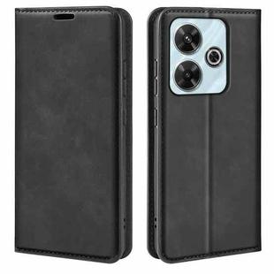 For Xiaomi Redmi Note 13R Retro-skin Magnetic Suction Leather Phone Case(Black)