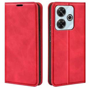 For Xiaomi Redmi Note 13R Retro-skin Magnetic Suction Leather Phone Case(Red)