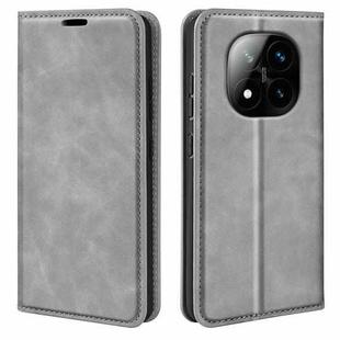 For Xiaomi Redmi Note 14 Pro+ 5G Retro-skin Magnetic Suction Leather Phone Case(Grey)