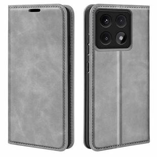 For Xiaomi 14T Pro Retro-skin Magnetic Suction Leather Phone Case(Grey)