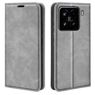 For Xiaomi 15 Retro-skin Magnetic Suction Leather Phone Case(Grey)