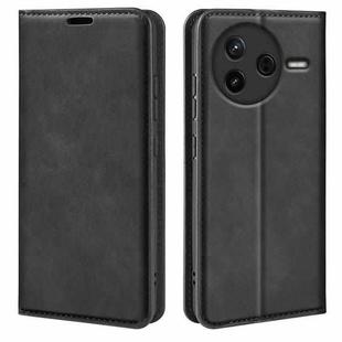 For Redmi K80 / Poco F7 Pro Retro-skin Magnetic Suction Leather Phone Case(Black)