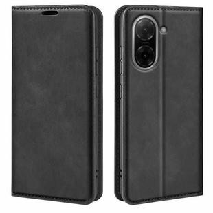 For Redmi A5 4G 173.3mm Retro-skin Magnetic Suction Leather Phone Case(Black)