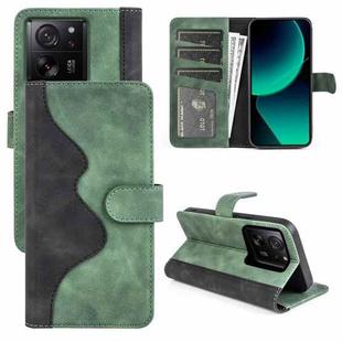 For Xiaomi 13T Stitching Horizontal Flip Leather Phone Case(Green)