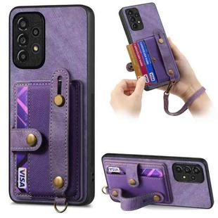 For Samsung Galaxy A13 4G Retro Cross Wristband Wallet Leather Back Phone Case(Purple)