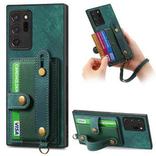 For Samsung Galaxy Note20 Ultra Retro Cross Wristband Wallet Leather Back Phone Case(Green)