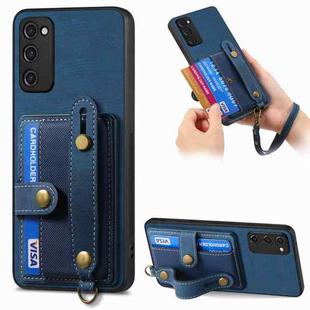 For Samsung Galaxy S20 FE Retro Cross Wristband Wallet Leather Back Phone Case(Blue)