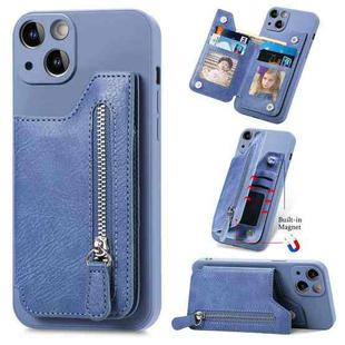 For iPhone 14 Pro Zipper Wallet Leather Back Shockproof Phone Case(Blue)