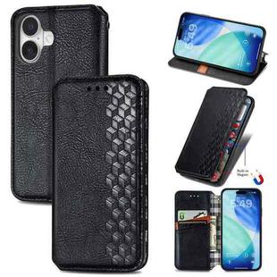 For iPhone 17 Cubic Grid Pressed Magnetic Leather Phone Case(Black)