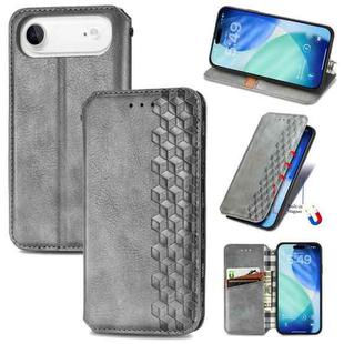 For iPhone Air Cubic Grid Pressed Magnetic Leather Phone Case(Gray)