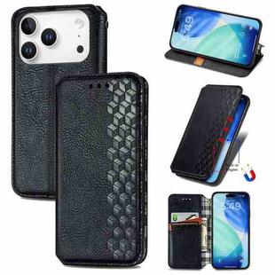 For iPhone 17 Pro Max Cubic Grid Pressed Magnetic Leather Phone Case(Black)