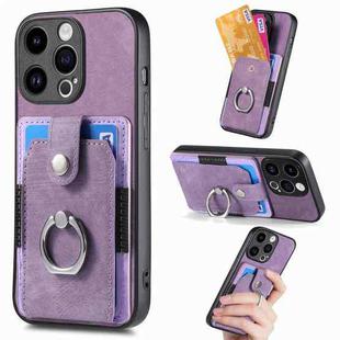 For iPhone 15 Pro Retro Skin-feel Ring Card Wallet Phone Case(Purple)