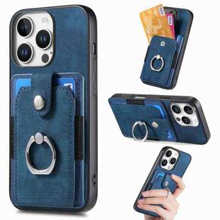 For iPhone 16 Pro Retro Skin-feel Ring Card Wallet Phone Case(Blue)