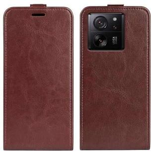 For Xiaomi 13T R64 Texture Single Vertical Flip Leather Phone Case(Brown)