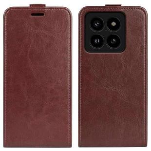 For Xiaomi 14 Pro R64 Texture Single Vertical Flip Leather Phone Case(Brown)