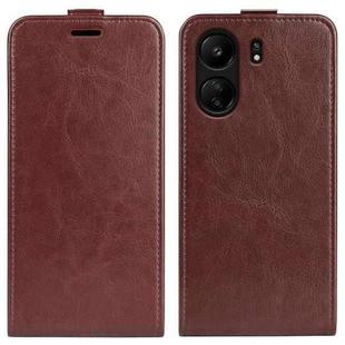 For Xiaomi Redmi Note 13C R64 Texture Single Vertical Flip Leather Phone Case(Brown)