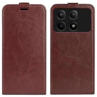 For Xiaomi Redmi K70E R64 Texture Single Vertical Flip Leather Phone Case(Brown)