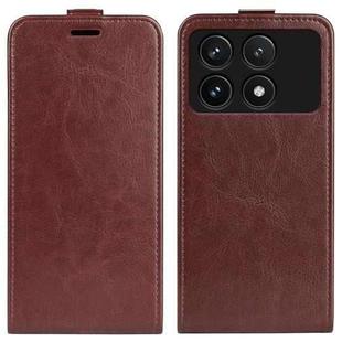 For Xiaomi Redmi K70 R64 Texture Single Vertical Flip Leather Phone Case(Brown)