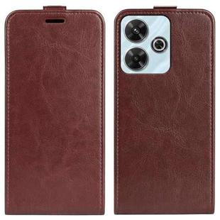 For Xiaomi Redmi Note 13R R64 Texture Single Vertical Flip Leather Phone Case(Brown)