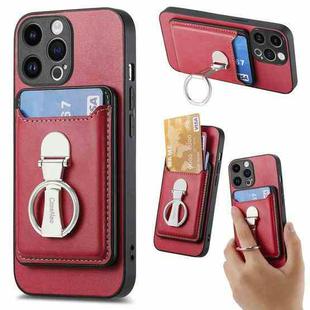 For iPhone 15 Pro Skin Feel Ring Holder Wallet Magnetic Phone Case(Red)
