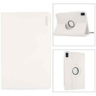 For Redmi Pad SE 11.0 ENKAY Hat-Prince 360 Degree Rotation Litchi Leather Smart Case(White)