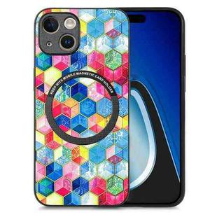 For iPhone 15 Plus Colored Drawing Leather Back Phone Case(Magic Space)