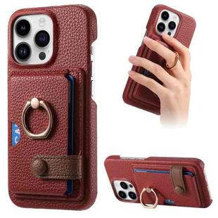 For iPhone 13 Pro Max Litchi Leather Oil Edge Ring Card Back Phone Case(Red)