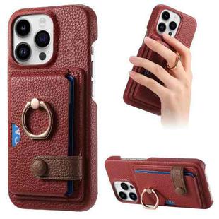 For iPhone 13 Pro Litchi Leather Oil Edge Ring Card Back Phone Case(Red)