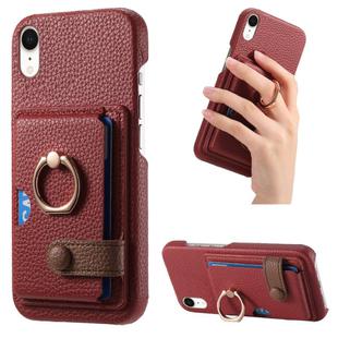 For iPhone XR Litchi Leather Oil Edge Ring Card Back Phone Case(Red)