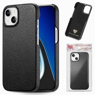 For iPhone 15 Litchi Oil Edge Leather Back Phone Case(Black)