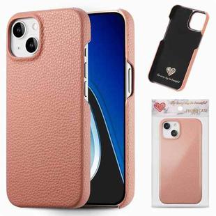 For iPhone 15 Litchi Oil Edge Leather Back Phone Case(Pink)