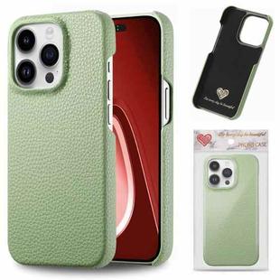 For iPhone 15 Pro Litchi Oil Edge Leather Back Phone Case(Tea Green)